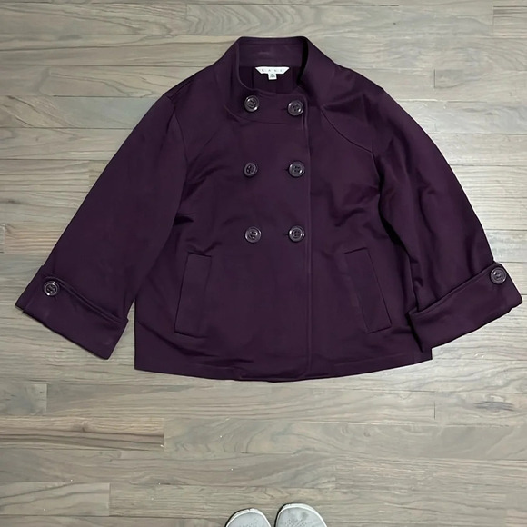 CAbi Purple Swing Cotton Cropped Jacket Style 182 Size M - Picture 5 of 11